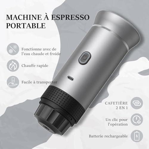 Machine a Cafe Capsule Portable, Cafetières à Capsules de Voyage Pour Camping, Cafetière Machine a Cafe Capsule auto-chauffante Pour USB-C, Machine à Expresso électrique Portable
