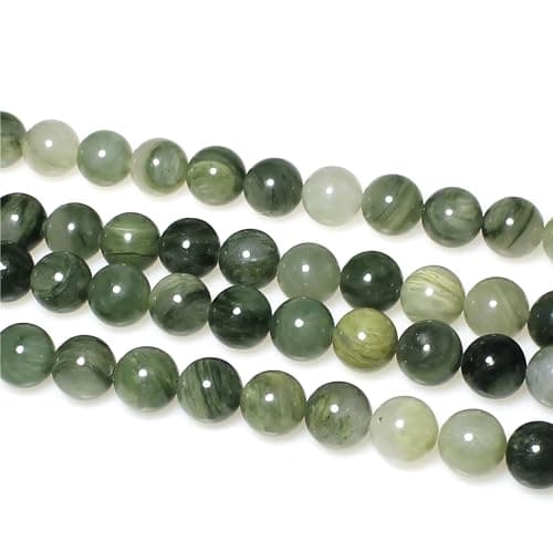 MJDCB 4mm 85 pièces Jade Vert Gazon Perle Pierre Naturelle Ronde en Vrac Perles Semi Precieuse pour Fabrication de Bijoux de Bracelets et de Colliers
