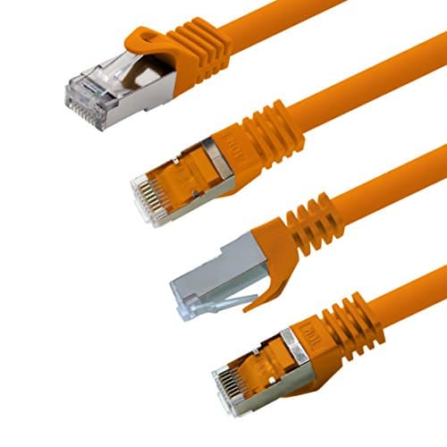 2,0 m - orange - lot de 5 câbles réseau CAT.7 câble patch SFTP PIMF LSZH câble Gigabit Lan 10Gb s câble brut cat7 avec connecteur RJ45 Cat6a compatible avec CAT5 CAT6 cat7 cat8