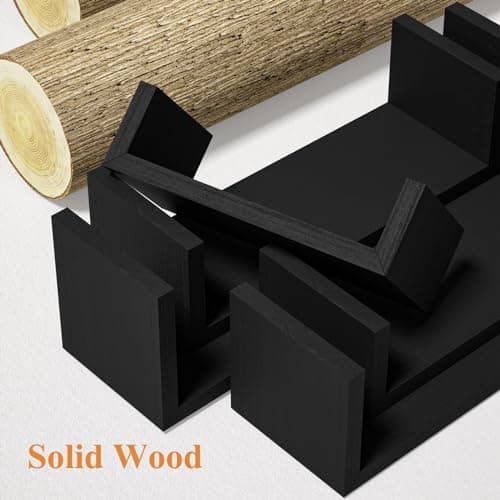 SRIWATANA Etagere Murale Noir Lot de 5, Étagère Murales Bois Suspendue, Etagere Flottante de Rangement, DIY Déco Tablette Flottante pour Salon Chambre Bureau Salle de Bains, Cuisine, Charge Max.40kg