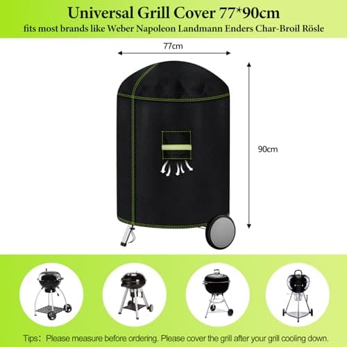 Housse Barbecue Exterieur, VDISRR Housse Bâche de Protection Résistante de 600D Oxford Housse Plancha Ø77 x 90 cm Anti-Vent/Anti-UV/Antipoussière/Anti-l'eau