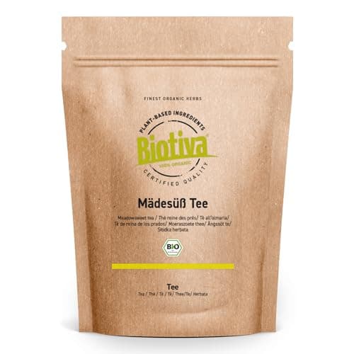 Tisane de Reine des prés bio 250g - véritable reine des prés - sans additifs - végétalien - qualité 100% bio - Mis en bouteille et contrôlé en Allemagne - Biotiva