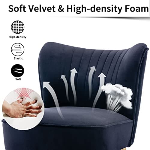 Wahson Fauteuils en Velours Fauteuil de Salon Confortable, Fauteuil Scandinave avec Pied Doré et Siège Épais, Chaise Salon Rembourrée pour Salon et Chambre, Noir