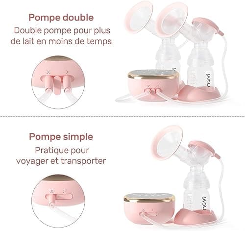 NCVI Tire Lait Electrique, Tire Lait Électrique Double, 4 Modes et 9 Niveaux, Pompe d'allaitement Électrique Portable, Bride de 21/24/28/32mm