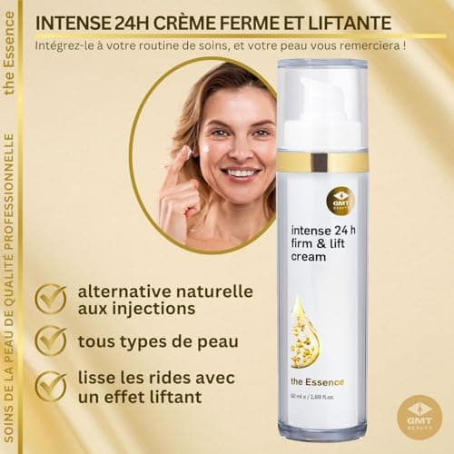 GMT Beauty Intense 24h Firm & Lift Cream - Creme Hydratante Visage - Crème de Nuit et de Jour Tous Types de Peau - Crème Anti-rides à Effet Lifting - Soins pour le Visage pour Hommes et Femmes