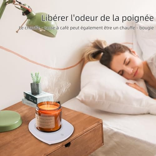 Chauffe Tasse Bureau avec Inductance Gravitationnelle pour Arrêt Automatique, Maintien Thé Lait Café au Chaud en Cuisine et Maison (avec Tasses)