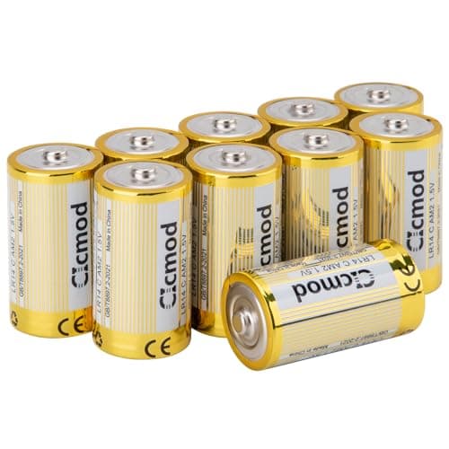 CICMOD Piles alcalines C Alkaline Batteries LR14 1,5V - Lot de 10 Piles Jetables Alcalines Longue durée