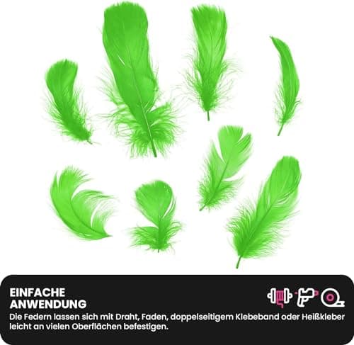 Netuno 150 Plumes décoratives Vertes 10g Plumes duveteuses décoratives Plumes d'oiseaux Plumes Naturelles pour Loisirs créatifs DIY Bricolage décorations de fêtes Attrape-rêves Fabrication de Masques
