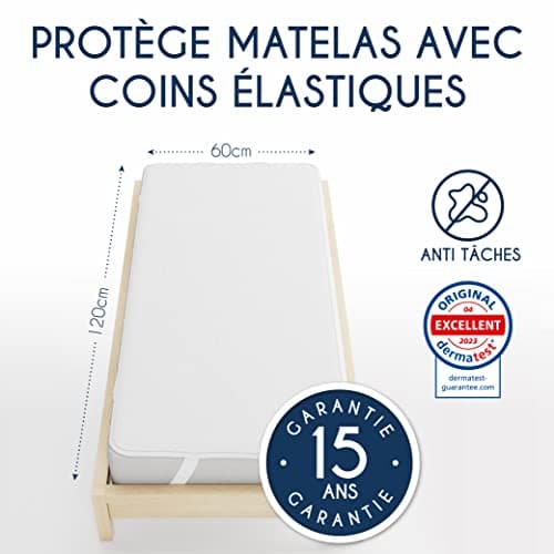 Protege Matelas Bebe 60x120 cm Imperméable Oeko TEX par Dreamzie - Alese 60x120 Lit Bebe en Coton Respirant avec 4 Coins Elastiques