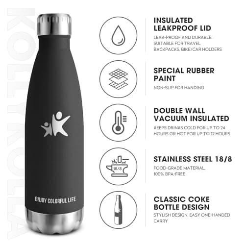 KollyKolla Gourde Isotherme 750ml, Gourde Inox sans BPA, Bouteille d'eau Reutilisable, Etanche, Isolation Double Paroi, Bouteille Isotherme Acier Inoxydable, pour Enfant, Adulte, Sport, École, Bureau