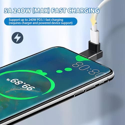 talNite 2 Pièces USB C 90 Degree Adaptateur,Prolongateur USB C Coudé Type-C 40gbps Mâle vers Femelle à Angle Droit,240w,Vidéo 8k @ 60hz Compatible pour Macbook,Ipad,Quest,Steam Deck,Macbook Pro