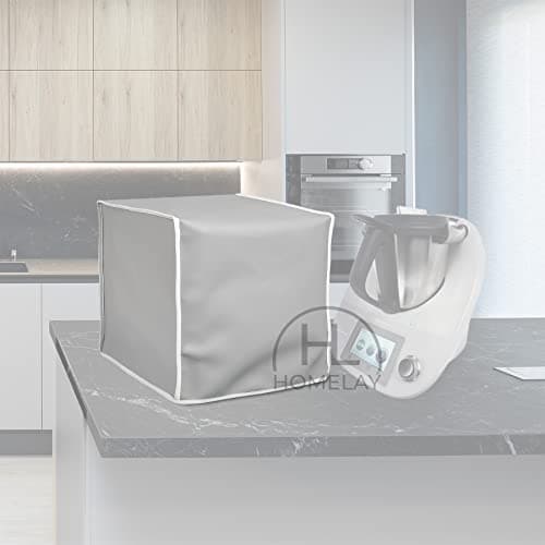 HOMELAY Housse de protection de qualité supérieure compatible avec Thermomix TM6 TM 6. Fabrication artisanale. Matériau similicuir anti-taches, antibactérien. Couverture en couleurs (Gris)