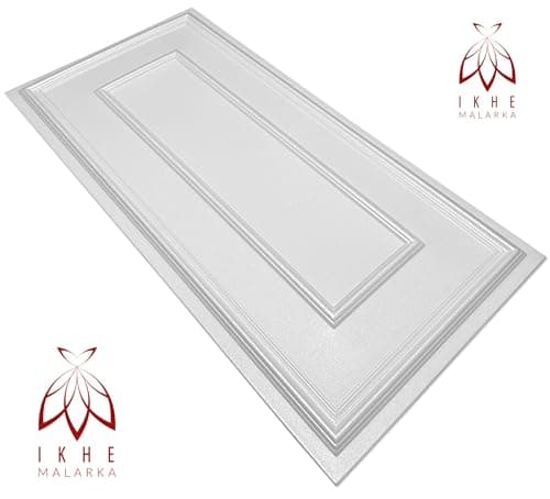 Lot de 4 panneaux muraux 3D décoratifs - En polystyrène XPS - 100 x 50 cm / 2 m2 - Cadre classique - XL 3 mm d'épaisseur (blanc R.XL)