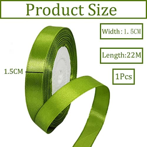 Ruban Satin Vert Armée Fin 15mm,22m Polyester Ruban Satin,Ruban Cadeau Emballage,Ruban Noel Ruban Tissu pour Ballon,Couture,Nœuds,Artisanat,Bouquet,Décoration de Mariage,Voitures,Anniversaire,Gâteau