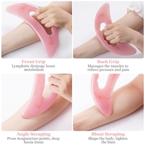 ACWOO Outil de Massage Gua Sha, Gua Sha Corps Masseur avec Poignée, Grand Gua Sha Corps Cellulite Guasha Conseil pour Jambes, Cou, Abdomen, Dos Élimine le Stress Musculaire, Soulage la Fatigue