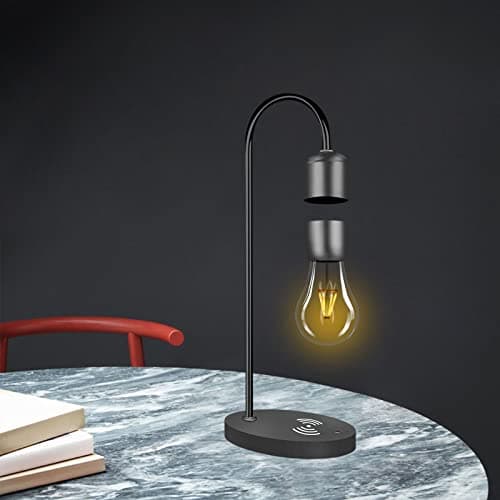 Floatidea Lampe de Bureau Magnétique à Lévitation Ampoule LED Cadeaux Uniques Lumière de Nuit Décoration de à la Maison Jouets de Bureau Avec Socle de Recharge Sans Fil (Apple/Android)