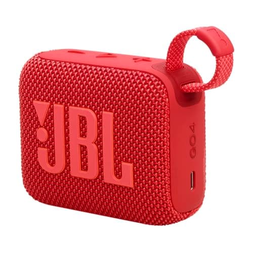 JBL GO 4, Enceinte Bluetooth ultra-portable, son JBL Pro, basses percutantes, 7 heures d'autonomie, fonction Playtime Boost, résistante à l'eau et à la poussière IP67, en rouge