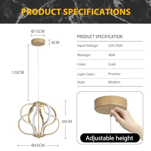 ZenithBeam Led Moderne Lustre Salon, Doré Suspension Luminaire Avec TéLéCommande, Ligne De Lampe De DéCoration Artistique à Intensité Variable 40W 8 LumièRes Lustre Chambre Pour Salon, Cuisine