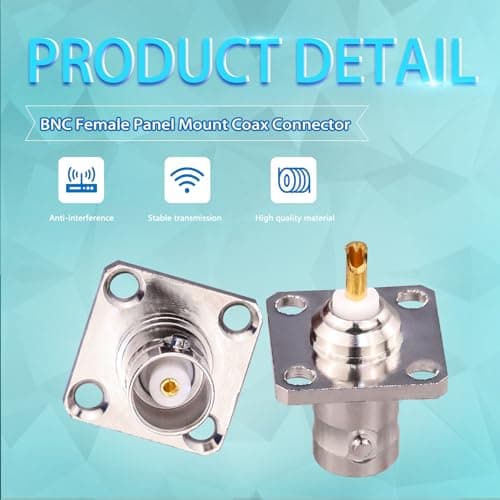 TUOLNK 2 Pack BNC Femelle 4 Trous Panneau À Bride Montage Sur Châssis Connecteur À Souder Coaxial RF Adaptateur Coaxial Convertisseur pour Câble Coaxial/Périphériques Lan Sans Fil