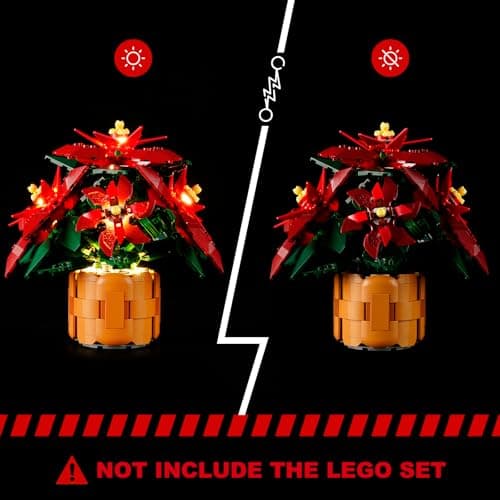 BRIKSMAX Kit d'éclairage 2.0 pour Lego Poinsettia – Éclairage LED innovant compatible avec les icônes Lego 10370 – Kit Lego non inclus