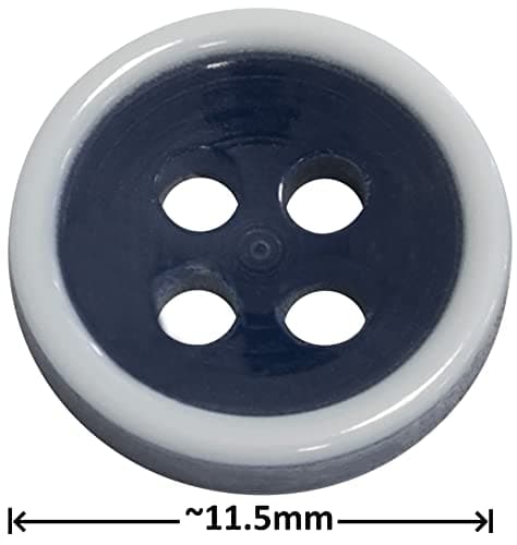AERZETIX - C65636 - Lot de 10 Boutons à coudre ronds Ø11.5x3.2 mm avec bord à 4 trous L18 18L - en plastique - couleur: bleu foncé/blanc - ouverture 1.7 mm - mercerie couture vêtements tissu