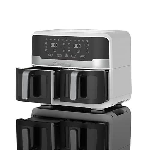 MasterPRO Rocket Duo 900 - Friteuse double 9 litres 2400w - Contrôle de la durée et de la température - Affichage numérique - Paniers en aluminium faciles à nettoyer - Contrôle par smartphone
