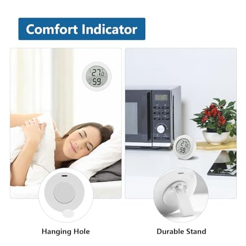 Lot Thermometre Interieur Maison, 2 Pièces Mini LCD Digital Thermometre Hygrometre Barometre Interieur, Mesure Precision Mural Petit Thermomètre d'intérieur pour Chambre Bebe, Culture and Cave, Blanc