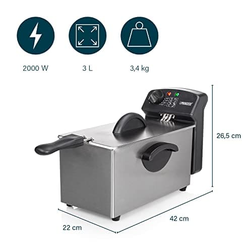 Princess Friteuse Castel – 3L – 2000 Watts – Acier inoxydable – Technologie Zone Froide – 182626