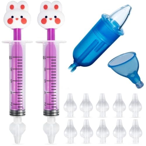 Seringue nasale bébé - Mouche Bébé - 2 Seringues et 10 Embouts de Rechange en Silicone Doux. Seringue 10 ml avec des Animaux.