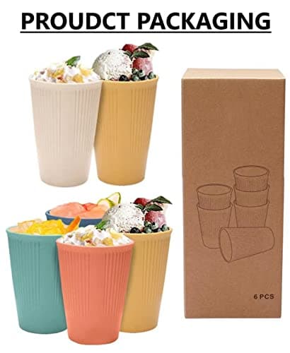 Ninevi Lot de 6 Tverre plastique reutilisable,pour adultes et enfants,Café, lait à thé, barbecues, pique-niques et plage, passe au micro-ondes et au lave-vaisselle (6 couleurs)