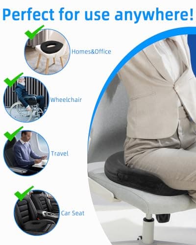 Cushion de Chaise Donut, Coussin Bouée Coccyx Ergonomique,Coussin Orthopédique Rond,Coussin coccyx pour Soulager Hémorroïdes,Coussin Assise Mémoire de Forme,Coussin sciatique pour la Voiture,Le Bureau
