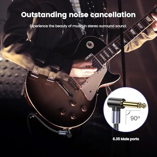 MOSWAG Câble Guitare, Câble Instrument Guitare 3m, Câble Guitare électrique Ampli, Câble Jack Coudé de Guitare électrique, Câble D’instrument Tressé Compatible Guitare Basse, Electrique, Amplificateur
