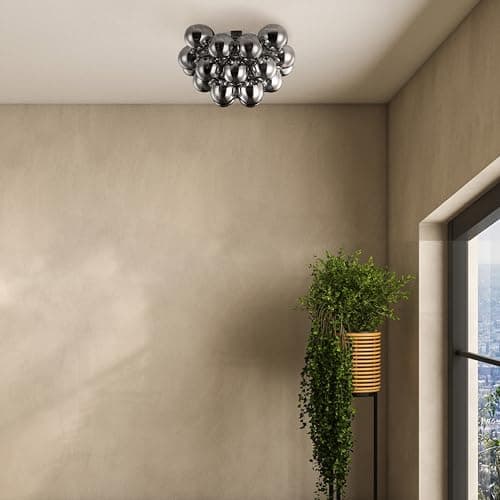 MAYTONI DECORATIVE LIGHTING Lustre plafond, style Moderne, raccords en métal couleur nickel, plafonds en verre couleur fumée, ampoules de plafond pour bas non incluses, 8x G9, 28W