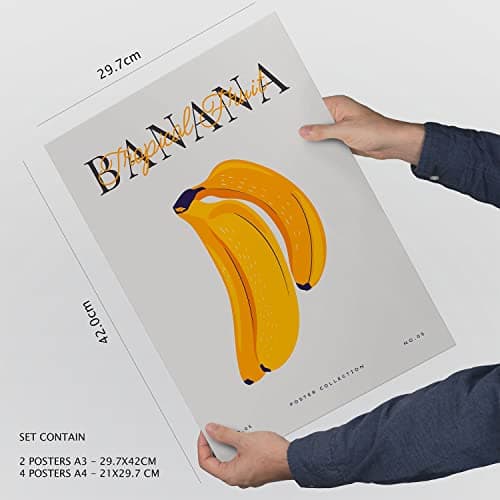 Nacnic Ensemble de 6 affiches sur l'alimentation et la nutrition. Fruits d'été. Affiches nature et nutrition pour l'aménagement intérieur et la décoration. Tamaños A3 & A4, marco negro.