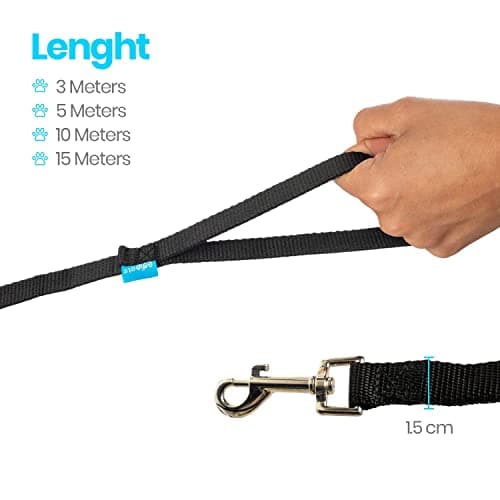 Edipets, Laisse Chien, Longe pour Chien, 1.5m / 3m / 5m / 10m / 15m, pour Chien de Petites à Grandes Taille (15 M, Noir)