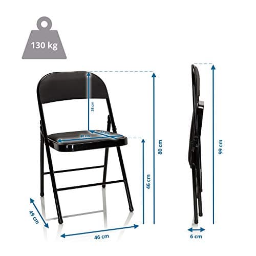 hjh OFFICE Chaise Pliante rembourrée en Cuir synthétique TUDELA Chaise Visiteur, Charge maximale 130 kg, Noir 803000