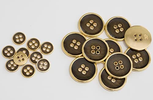 AERZETIX - C65574 - Lot de 10 Boutons à coudre ronds Ø10x1.4 mm 16L L16 à 4 trous - couleur: doré/noir - en métal - mercerie vêtements couture mode confection tissu aiguille