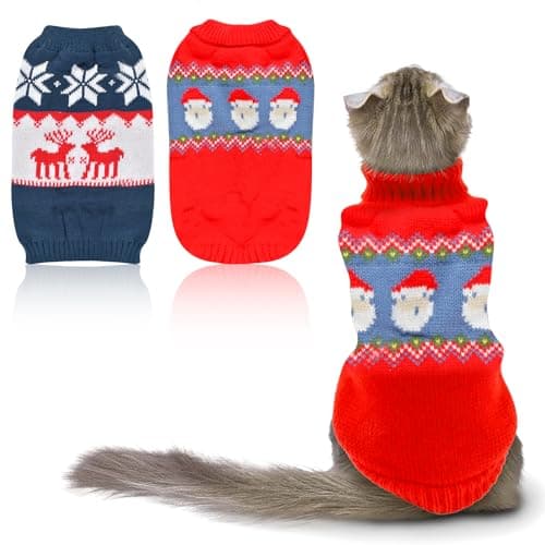 Pull de Noël pour Chien Pull-Overs pour Chiens, Déguisements de Noël Chien et Chat, Sweat pour Chien Pull Polaire Chien, Chaud et Léger, Texture Douce, élastique Facile à Porter, Couleurs Vives
