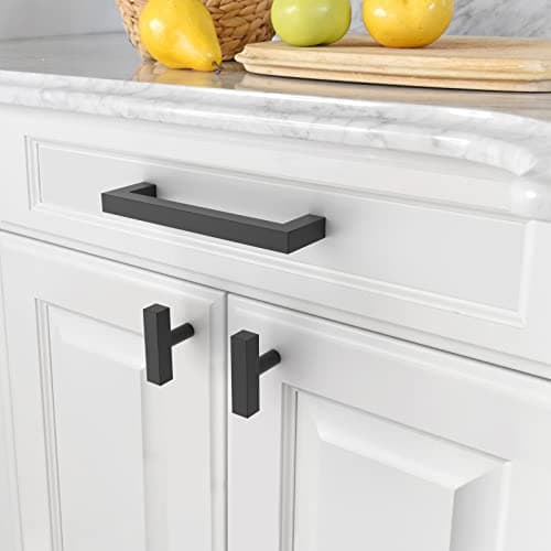 Amerdeco Lot de 20 Poignee de Meuble Noir Cuisine Entraxe 128mm Acier Inoxydable Poignée Meuble Cuisine Poignées pour Placards Poignet de Porte Cuisine Poignet Meuble Cuisine