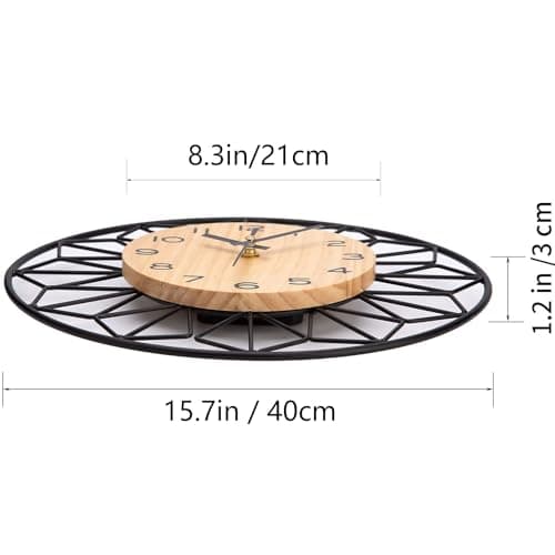 VIVILINEN Horloge Murale Bois Massif Métal 30cm Horloge Murale Silencieuse sans Tic-Tac Salon Chambre Cuisine Bureau Grande Pendule Murale Bois Naturel Moderne Classique