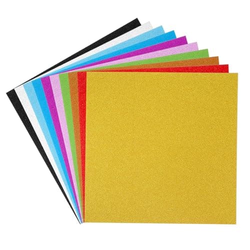 PATIKIL Ensemble de Carton Pailleté 12x12", 10 Feuilles de Papier Épais et Brillant Sans Perte de Paillettes pour Scrapbooking, Fabrication Cartes DIY, Projets d'Artisanat, Multicolore