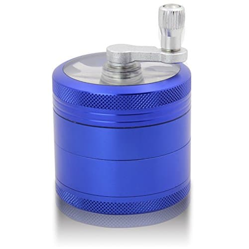 DCOU Meuleuse en aluminium incassable pour moulin à main à manivelle pour épices 4 pièces 2,2 pouces (Bleu-aluminium)
