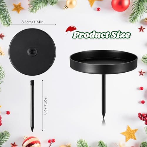 Nuenen 4 Bougeoirs pour Bougies de l'Avent Bougeoir avec Brochette Chandelier pour Couronne de l'Avent Assiette à Bougies de 8,5 cm Plateau Décoratif Plateau Rond Rétro (Noir)