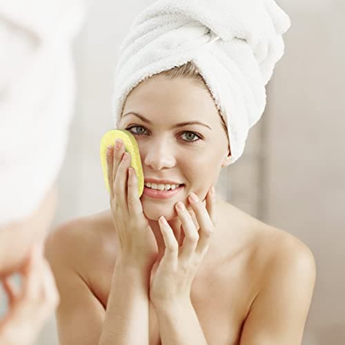 10 Pcs Éponge Visage Nettoyant, Éponge Cosmétiques en Cellulose Naturelle, Éponges Démaquillantes Réutilisable, Visage Lavage Éponges pour Masque Exfoliant Profondeur Nettoyage, Non Irritant (Jaune)