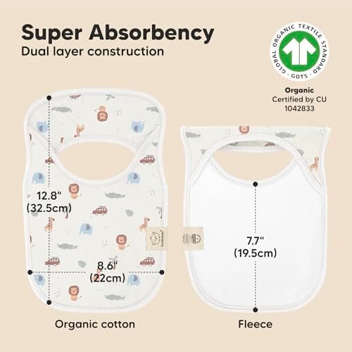 Pack de 8 bavoirs pour bébés KeaBabies pour filles, garçons, bavoirs bébé, bavoirs absorbants super absorbants, foulard bébé, nouveau-né, bavoir en coton biologique, bébé, bavoir bébé (Wilderness)
