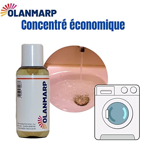 Olanmarp Lessive en laine - Lessive liquide liquide pour laine, angora, alpaga, duvet, mohair (100 ml, sans filet à linge)