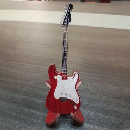 Idezek Figurine de guitare électrique, modèle de guitare électrique miniature - Modèle miniature en acrylique avec support - Figurine de table pour la maison, décor d'instruments de musique, modèle de
