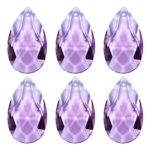 PATIKIL Pendentifs en Cristal K9 en Forme de Gouttes, Lot de 6 Perles de 38 mm pour Pièces de Lustres, Décoration d'Artisanat, Violet Clair
