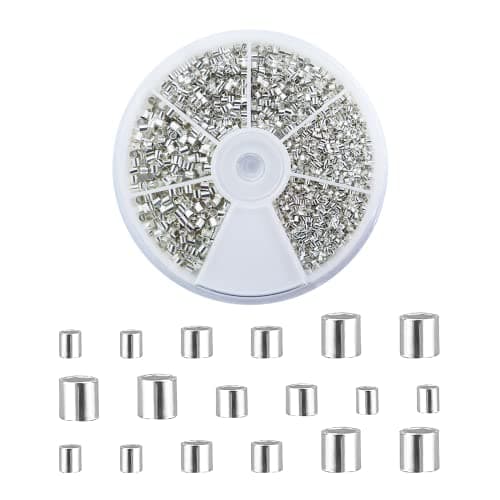 3153 Pièces Perles a Ecraser, Perles a Ecraser pour Bijoux Perles a Sertir Intercalaire en Laiton Perle a Ecraser pour Colliers Bracelet La Fabrication de Bijoux, Bijoux de Bricolage ou Artisanat