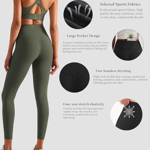 XDSP Legging de Sport Femme Pantalon de Yoga Pilates Compression Taille Haut Sculptants Push up Slim Fit Butt Lift Élastique Legging Fitnes avec Poches Tight Pantalon de Joggings Gym Running Course
